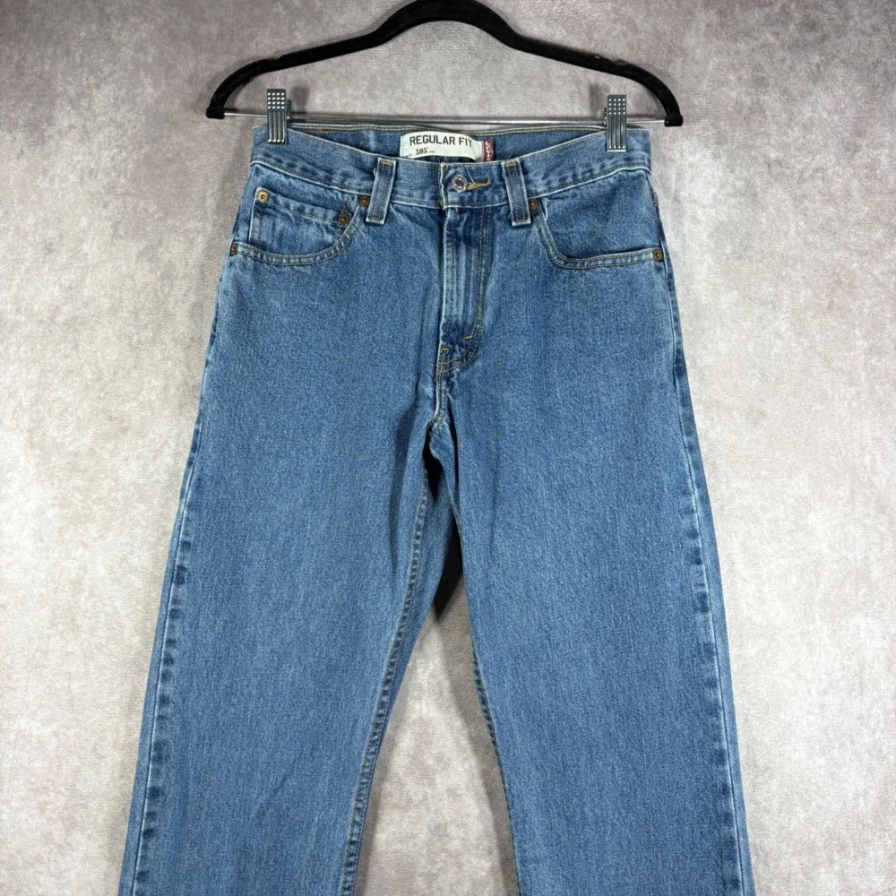 Levis Jeans Men 28x34 Blue 505 Regular Fit Straight Leg Denim Casual Everyday